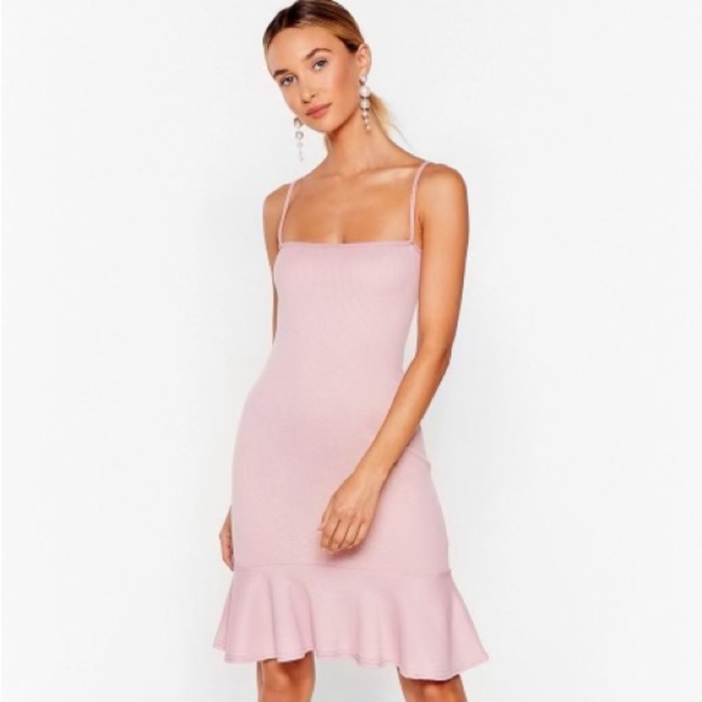 NWT NASTYGAL rose ribbed dress. Size 6. Tag included. Never worn.